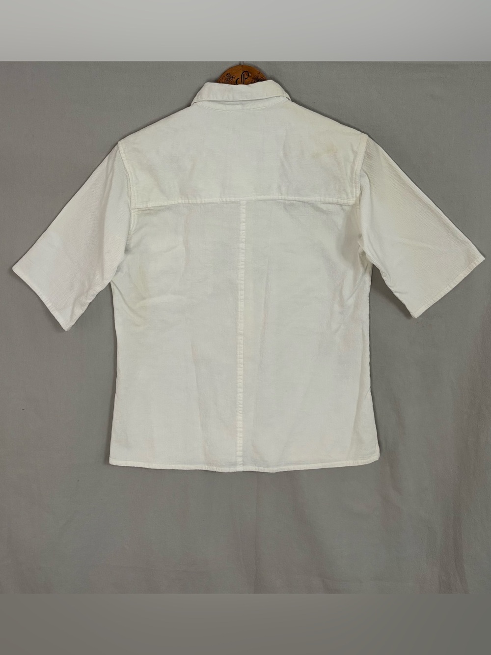 krazy kat White SS Button-Down Shirt with Multicolor Floral Embroidery Accents-S - Picture 4 of 12